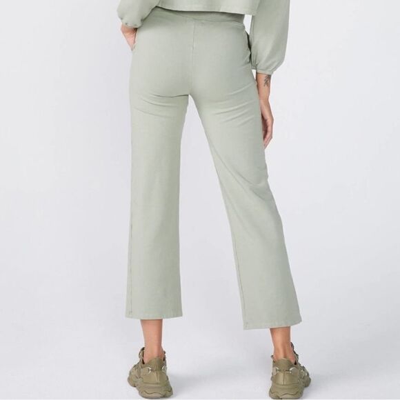 MONROW Crop Wide Leg Lounge Sweatpants Sage Green - Picture 4 of 10
